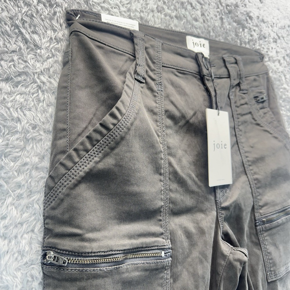 Joie High Rise Park Skinny Pants Women's Storm Gray Cotton Blend Utility Zip 30 - Picture 4 of 12